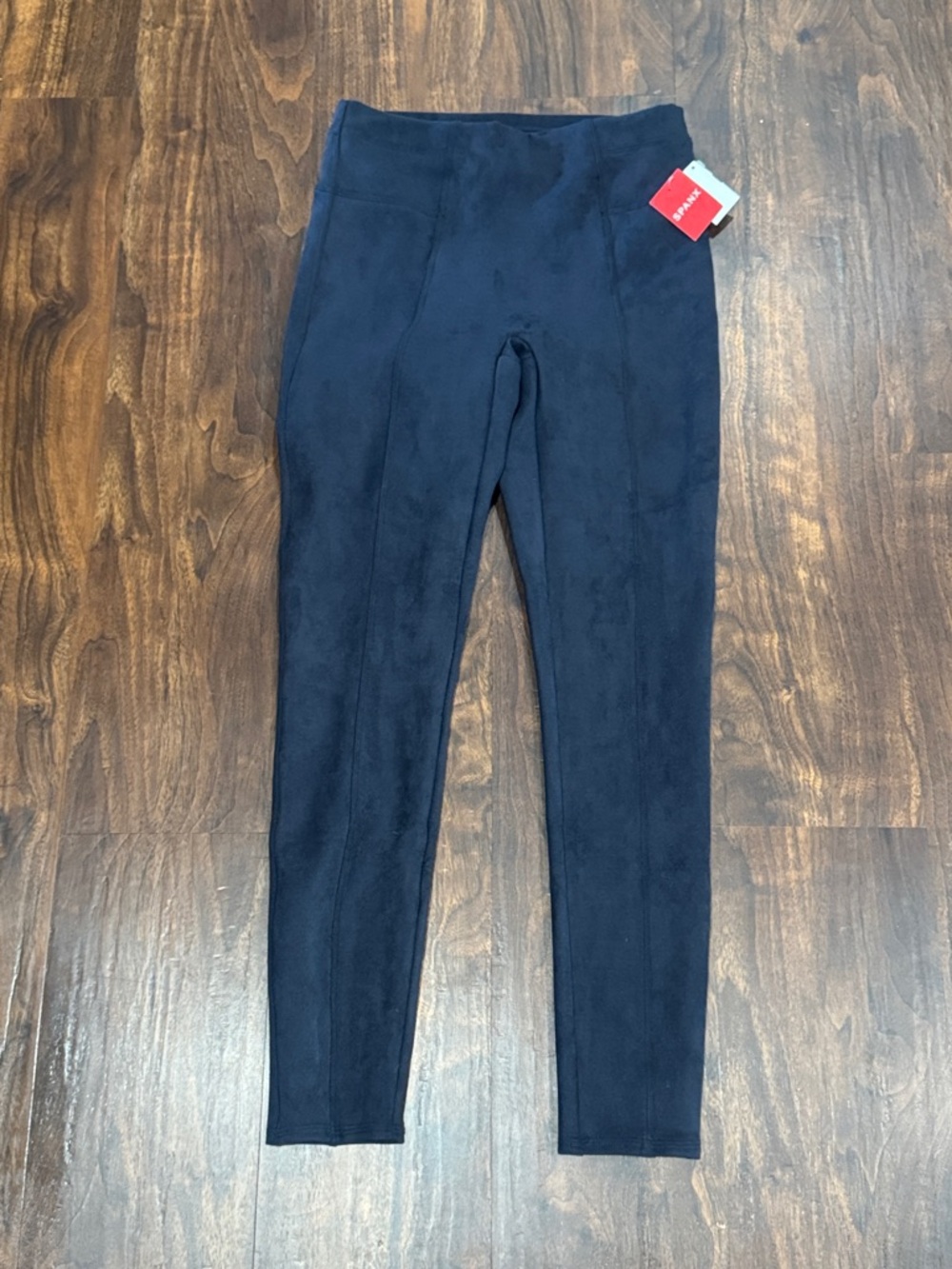 Navy High-Waist Ponte Faux Suede Leggings sz M